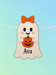 Custom Text Ghost Banner, Personalized Halloween Party Garland With Ghost Characters, Name Bunting For Halloween Parties, Home Decor, Trick Or Treat Celebration Decoration, Halloween Party Banner, Custom Ghost Garland For Kids And Adults. - Multicolor - View 12