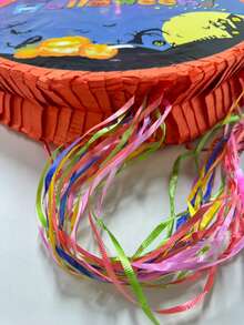 Halloween Atmosphere Pattern, 1pc Round Foldable Pull String Piñata, Birthday Party Game Prop Fillable With Candy And Gifts - C - View 5