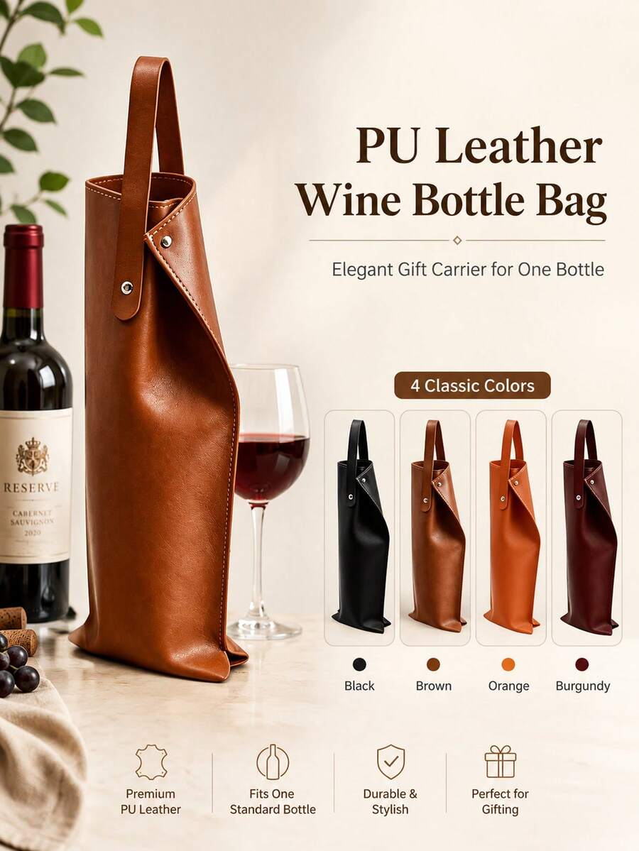 Red Wine Gift Bag PU Handheld Wine Bottle Protection Bag For Portable Gifts And Fashion Wine Packaging