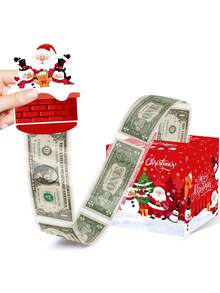 1 Set Christmas Money Pull Box, Santa Claus Snowman Penguin Chimney Print, 12x12x12cm Holiday Money Box, Suitable For Christmas Party Favors And Gift Packaging - Multicolor - View 9