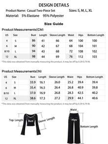 Women's Spring/Autumn/Winter Solid Color Ribbed Fashion Ruffle Trim Sweet Bow Sweetheart Collar Raglan Long Sleeve Casual Dual Pocket Pants Comfortable Loungewear 2-Piece Set - Black - View 8
