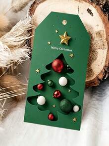 Christmas Holiday Gift Tag Cards With Jute Rope - Green Background, Perfect For Holiday Packaging Cards, Seasonal Greetings And Holiday Decorations, Gift Wrapping Supplies Cards - New Arrival - View 3
