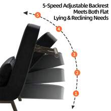 Single Convertible Sofa Bed With Armrest,5‑Position Adjustable Backrest,Iron Frame Folding Sleeper Chair With Pillow,Multi‑Purpose Lounge Couch For Small Apartment Living Room Guest Room,Dark Grey Linen Fabric - Black - View 4