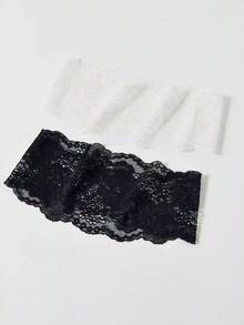 2件/1組時尚女款蕾絲花卉印花柔軟防滑髮帶，彈性瑜伽運動髮飾，適合日常穿著與多種場合 - 彩色 - 查看 1