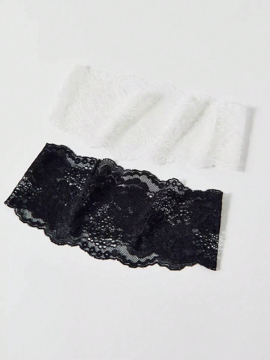 2件/1組時尚女款蕾絲花卉印花柔軟防滑髮帶,彈性瑜伽運動髮飾,適合日常穿著與多種場合 - 彩色 - 查看 1