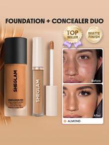 SHEGLAM [2Pcs] Complexion Pro Matte Foundation & Concealer Bundle Set - Almond - View 1