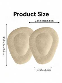 2 Pairs Women's Water Drop Shaped Anti-Slip Front Sole Pads, Thickened Invisible Soft Fashion Minimalist High Heel Half Size Inserts - Beige - View 3