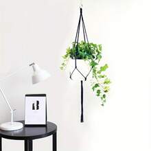 3Pcs Boho Macrame Plant Hanger Set, Come With 3 S‑Shaped Ceiling Hooks, Hanging Planter Basket For Indoor Wall Ceiling Home Garden Decoration - A - View 5