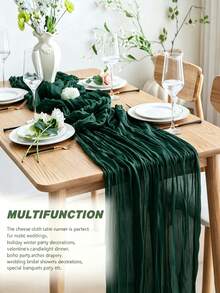 1/6 Pack New Model Cheesecloth Table Runner, 58 X 295cm Boho Gauze Table Runner, Reusable Washable Soft Sheer Crinkled Gauze Table Runner For Wedding Reception, Bridal Shower, Baby Shower, Birthday Party, Dining Table, Home Decor - A - View 9