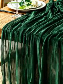 1/6 Pack New Model Cheesecloth Table Runner, 58 X 295cm Boho Gauze Table Runner, Reusable Washable Soft Sheer Crinkled Gauze Table Runner For Wedding Reception, Bridal Shower, Baby Shower, Birthday Party, Dining Table, Home Decor - A - View 3