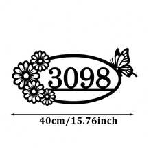 4 Sizes Available! Flower & Butterfly Metal House Number Address Sign,Personalized Address Plaque, Door Number, Hotel Room Numbers Sign - Black - View 14