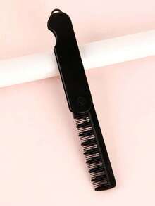 1pc Foldable Beard Comb/Brush And 1pc Press-To-Dispense Comb - Dual-Tooth Design, Suitable For Styling And Grooming, Portable Design, Suitable For Various Hairstyles. Men's Combs, Hairdressing Supplies, Men's Accessories, Men's Hair Accessories, Hair Brushes, Combs, Christmas And Halloween Styling Tools, Travel Essentials, Can Be Given As Exquisite Christmas Gifts To Men And Women, Wide Thin Dual-Tooth Foldable Comb Suitable For Daily Use - Black - View 12