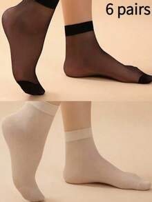 3/6/10 Pairs Women's Apricot 15D Thigh-High Socks, Anti-Puncture, Core-Spun, Sexy, Ultra-Thin, Ultra-Transparent, Versatile For JK, Over-The-Knee Socks, Home, Commute, Party, Gift - Apricot - View 9