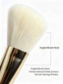 1pc Angled Blush Brush, Silver Handle, Portable Makeup Tool, Contour Brush, Powder Brush - Multicolor - View 4