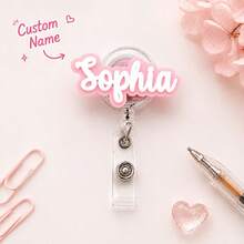 Customizable Text & Name Retractable Badge Reel, ID Clip, Healthcare Worker Name Tag, Office Badge, Stethoscope Accessory; Gift For Nurses & Doctors - Multicolor - View 12
