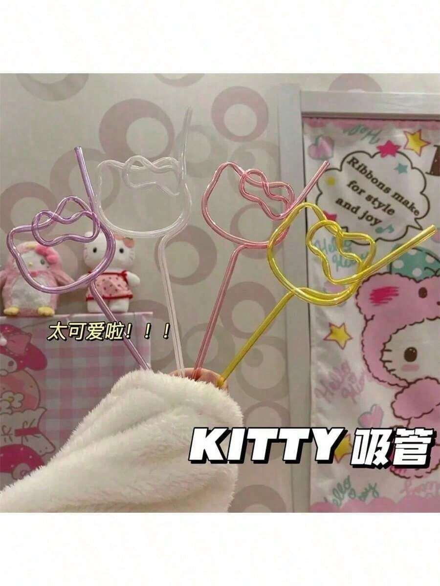 Selang Sedotan Berwarna Sanrio Hello Kitty Lucu, Gaya Anak Perempuan Imut, Penampilan Menarik, Dapat Digunakan Kembali, Hadiah Wajib untuk Pesta, Wajib Dimiliki - MultiWarna - View 1