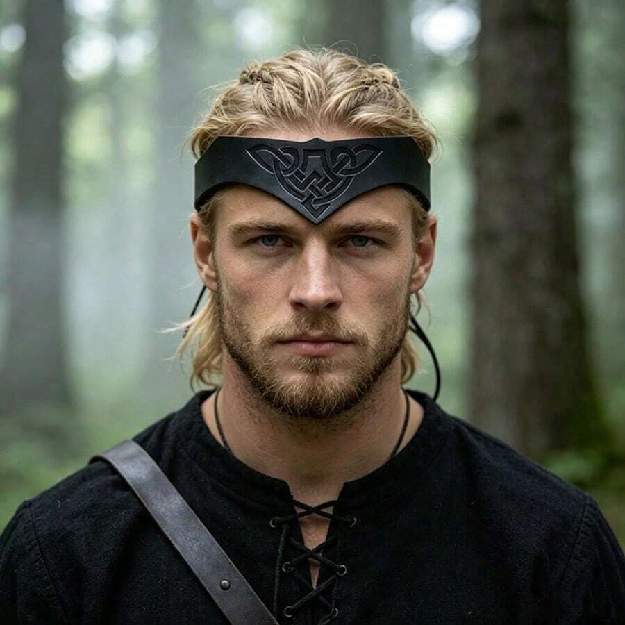 1pc Celtic Viking Headband, Medieval Cosplay Accessory, Adjustable Vintage Headband For LARP Festival Costumes,Halloween - A - View 1