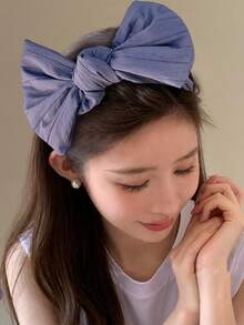 1pc Purple Oversized 3D Bow Wide Headband For Women, Hair Accessory For Washing Face And Daily Wear - Multicolor - View 4