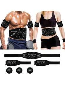 AXH. EMS Muscle Stimulator Abdominal Trainer Abdominal Muscle Shaping Device Electronic Shaping Belt Fitness Massage Equipment Rechargeable - Black - View 5