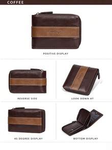 New PU Wallet For Men Baellerry Short Vintage Multi-Slot Coin Purse With Zipper Wallet - Multicolor - View 7
