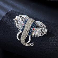 1pc Vintage Exaggerated Elephant Head Animal Brooch, Zinc Alloy Rhinestone Inlaid Men's Women's Suit Jacket Backpack Hat Pin Accessory, Suitable For Party Wear, DIY Accessory - Elephant Head - View 6