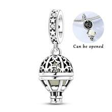 1pc Silver Plated Unique Design Openable Glowing Hot Air Balloon Pendant, Suitable For Bracelet, Bangle, Necklace, Beaded Jewelry, DIY Jewelry Making Gift - Silver - View 1
