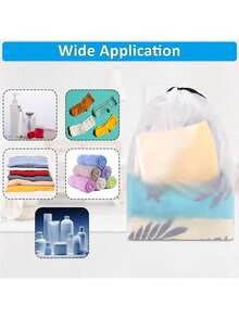 6/12pcs Transparent Plastic Storage Bags, Portable Travel Shoe Bags, Waterproof Drawstring Shoe Storage Bags, Unisex - View 5