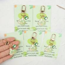 5 Gantungan Kunci Katak Lucu dengan Kartu Penyemangat, Liontin Katak, Hadiah Kecil Unik yang Sempurna untuk Teman dan Keluarga, Dekorasi Gantungan Tas - MultiWarna - View 4