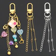 160pcs DIY Beaded Keychain Set, Includes 10 Keychains + 100 Open Jump Rings + 40 Lobster Clasps + 10 Chains, Beaded Keychains, Phone Charms, Bag Chains, Clothing Accessories, Party Gift Set, Jewelry Making Keychains - Keychain & Extension Chain & 9-pin & Jump Ring - View 4
