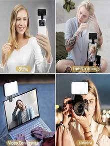 1pc Portable Selfie Fill Light With Clip, Suitable For Phone Camera, Video Conferencing, 3 Lighting Modes, Rechargeable, Compact, Suitable For Laptop/Phone/Tablet/Zoom Meeting/Makeup, Ideal Choice For Selfie And Live Streaming, Portable Fill Light - Multicolor - View 6