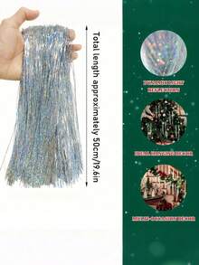 3000pcs Silver Christmas Tree Tinsel Foil Fringe Icicles- Christmas Tree Iridescent Tinsel Vintage Style Christmas Icicle Tinsel Strands Plastic Reflective Hanging Decorations For Christmas Tree, Window, Stair - Multicolor - View 11