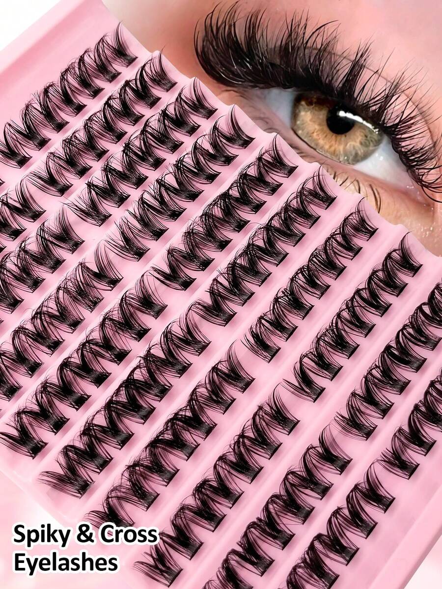 140pcs Cluster False Eyelashes, Eyelash Clusters DIY Eyelash Extensions ,Soft & Comfortable, Easy Wearing - D - View 1