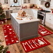 1/2/3 buah Keset Dapur Bertema Natal, Keset Dapur Flanel, Lembut, Nyaman, Menyerap, Anti Selip, Dengan Alas Anti Selip, Dapat Dicuci dengan Mesin, Cocok untuk Pintu Masuk, Ruang Tamu, Kamar Tidur, Dapur, Ruang Makan, Kamar Mandi, Ruang Cuci, Teras, dan Dekorasi Liburan, Keset Lantai Rumah Multifungsi, Keset Pintu Masuk, Karpet Dekoratif Natal - MultiWarna - View 6