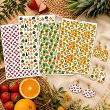 Strawberry/Fruit & Vegetable Mixed Painting/Pineapple/Orange Pattern Transfer Paper, Fruit Series Polymer Clay Printing Paper, Suitable For DIY Art Jewelry Earring Making Special Polymer Clay Transfer Printing - A - View 9