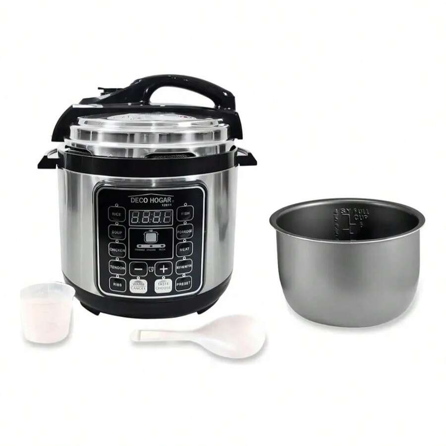 Olla de Presión Multifuncional digital capacidad de 6 Litros - 9 Programas Automáticos - Arrocera, Vaporera, olla presión y Cocción Lenta, incluye accesorios, ideal para frijoles, pollo, carne, arroz, multigranos - Tipo de Enchufe A USA (110-127V) - Ver 1