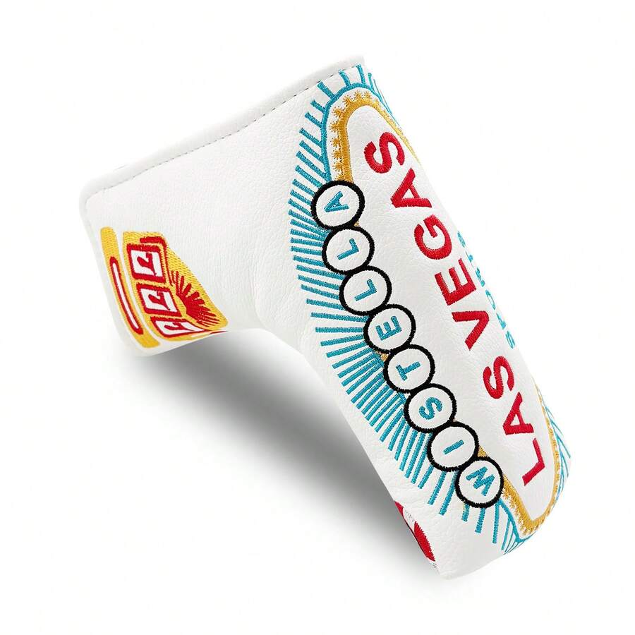 Golf Putter Cover, Poker Card Embroidered, White PU Golf Putter Cover, Wear-Resistant And Scratch-Resistant Putter Protector, Golf Accessories