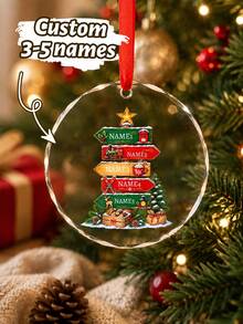 Custom Christmas Signpost Ornament, Personalized 3-5 Names Christmas Tree Hanging Decor, Festive North Pole Holiday Style, Customized Family Keepsake, Customizable Name Ornament, Christmas Home Decor, Christmas Gift 2026, Christmas Decorations - Multicolor - View 1