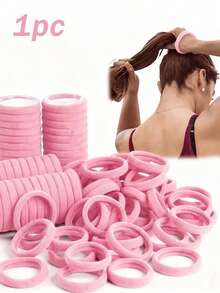 200/100/50pcs Pink High Elasticity Seamless Thick Hair Scrunchies, Sweet Ballet Style Hairbands, Suitable For Women's Summer Use - Pink - View 7