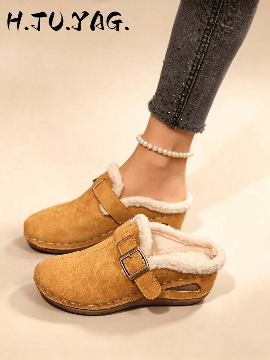 Fashion Women's New Wedge Heel Thick Sole Closed Toe Mule Slippers, Lightweight Comfortable Soft Bottom For Home And Walking, Spring/Autumn