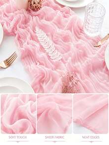 12 Pack Pink Cheesecloth Table Runner Boho Cheese Cloth Gauze Table Runners Semi Sheer Table Runner For Wedding Decor, Bridal Shower, Birthday Party - Multicolor - View 11