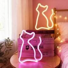 1pc Cat Neon Wall Decor Hanging Light, Battery & USB Powered, Romantic Fairy Light For Home, Holiday, Party, Birthday Theme Scene Atmosphere, Bedroom Room Decoration - Cat Neon Sign - View 8