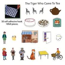 hoojojo 18Pcs Felt Storytelling Set, The Tiger Who Came To Tea Felt Story Board, Interactive Storytelling Props, Role-Playing Drama Activity Supplies, Reading Learning Teaching Aid, Classroom Interactive Game, Back-To-School Supplies - Multicolor - View 14