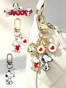 SNOOPY 2pcs Creative Cute Cartoon Metal Keychain, Personalized Cartoon Peripheral, Couple Backpack Decoration Pendant, Handbag Charm - Multicolor - View 3
