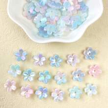 60pcs Multicolor Pearl Luster Cherry Blossom Acrylic Center Hole Loose Beads For DIY Bracelets, Phone Charms, Keychains Handmade Craft Supplies - Multicolor - View 12