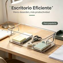 Cajas organizadoras combinadas: cajones de escritorio y bandeja transparente para nevera, almacenamiento multifunción para maquillaje, papelería y alimentos, prácticas asas y compartimentos separados para casa y oficina - A - Ver 8