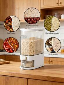 1/4Pcs 2.5L/5L/10L Optional Press‑Type Grain Dispenser, Moisture‑Proof Multi‑Grid Sealed Storage Jar with Transparent Window, Household Pantry Organizer for Rice Beans Millet Dry Groceries - Ver 4
