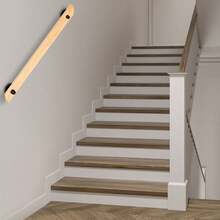 For Home Indoor Lofts Steps Decking Stairs Solid Wood Wall Mounted Non-Slip Grab Bar Handrail - Wood - View 3