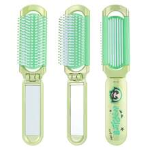 Miniso The Powerpuff Girls 2-In-1 Folding Hairbrush With Built-In Mirror, Portable Pocket Air Cushion Massage Comb, Suitable For Girls' Travel And Daily Use - Multicolor - View 10