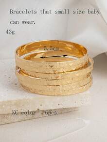 6pcs Fashionable Personalized Unique Design Metal Geometric Chunky Rhombus Stackable Bracelets - Multicolor - View 16