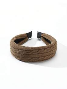 1PC Women's Solid Color Autumn/Winter Knitted Cable Pattern Wide Headband, Versatile Hair Accessory For Daily Wear/Date/Commute - Multicolor - View 8